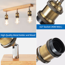Load image into Gallery viewer, ANWIO Retro Ceiling Light Fitting,3 Way Spot Light Ceiling,Bedroom Lights Ceilings with E27,Adjustable Golden Ceiling Lighting,Kitchen Lights Ceiling,Spotlight Bar Lighting(NO Bulb)