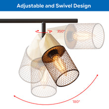 将图片加载到图库查看器,ANWIO Plafonnier LED 4 Spots, E14 Spot de Plafond Orientable, Rampe Spot LED Mural avec des Abat-jours en Bois, Salon, Chambre, Cuisine (Sans Ampoules)