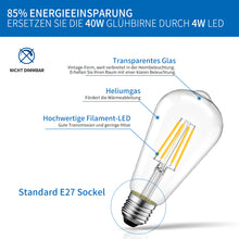 Load image into Gallery viewer, ANWIO Vintage Glühbirne ST64 Klar 4W