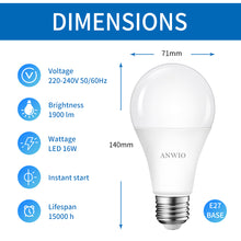 Load image into Gallery viewer, ANWIO E27 Led Lampe Kaltweiß 16W