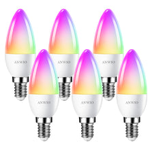 Load image into Gallery viewer, ANWIO Lampadine LED Intelligente Wifi 5W C37 E14 470LM Pacco da 6 Unità
