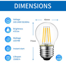 Load image into Gallery viewer, ANWIO Lampadine Filamenti LED Attacco E27 G45 470LM 4W 2700K Pacco da 6 Unità
