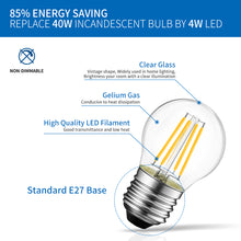 Load image into Gallery viewer, ANWIO Lampadine Filamenti LED Attacco E27 G45 470LM 4W 2700K Pacco da 6 Unità