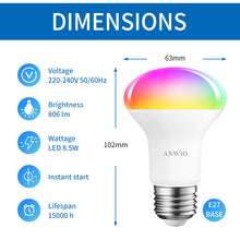 Load image into Gallery viewer, ANWIO Lampadine Riflettore Smart Wifi E27 8.5W 806LM Pacco da 4 Unità