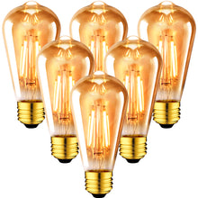 Load image into Gallery viewer, ANWIO Lampadine Filamento LED Ambrato ST64 E27 2500K 6.5W 720LM