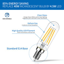Load image into Gallery viewer, ANWIO Lampadine LED Filamento Attacco E14 T25 4.5W 470LM 2700 Pacco da 6 Unità