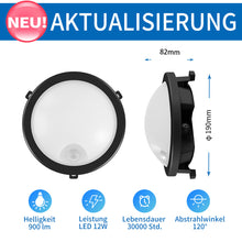 Load image into Gallery viewer, ANWIO LED Deckenleuchte mit Bewegungsmelder 12W, Schwarz