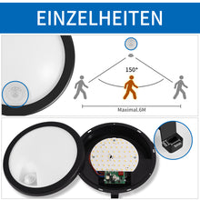 Load image into Gallery viewer, ANWIO LED Deckenleuchte mit Bewegungsmelder 12W, Schwarz
