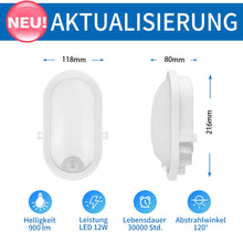 Load image into Gallery viewer, ANWIO LED Wandleuchte mit Bewegungsmelder Weiß 12W 1er Pack