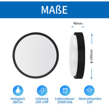 Load image into Gallery viewer, LED Außenbeleuchtung Rund von Wänden 13W, Schwarz