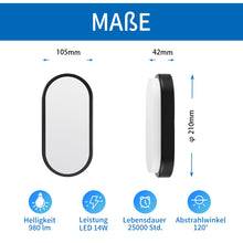 Load image into Gallery viewer, ANWIO 14W LED Ovalleuchte Schwarz 1er Pack