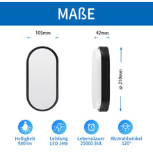 Load image into Gallery viewer, ANWIO 14W LED Ovalleuchte Schwarz 2er Pack