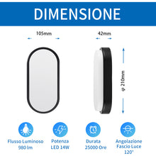 Load image into Gallery viewer, ANWIO Plafoniera LED Impermeabile Ovale per Esterni 14W 980LM 4000K IP54 Pacco da 1 Unità