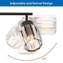 将图片加载到图库查看器，ANWIO Lustre Cuisine,Plafonnier à 3 Lumières en Cristal Avec, Abat-Jour en Verre – E14 Spot de Plafond Orientable, Cuisine, Chambre, Salle de Bain (Sans Ampoule)
