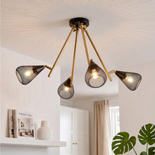 将图片加载到图库查看器，ANWIO Lámpara de Techo Negra con 4 Focos E14 Giratorios, Proyecto DIY de Iluminación para Personalizar tu Hogar, Ideal para Dormitorio, Pasillo o Cocina (Sin Bombillas) [Clase de eficiencia energética A]
