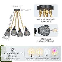 将图片加载到图库查看器，ANWIO Lampada a Sospensione a Bracci Regolabili 4 Luci, Lampadario Moderno con Paralume in Rete Nero e Oro, Orientabile, Attacco E14, Ideale per Cucina, Soggiorno e Sala da Pranzo(Senza Lampadina) [Classe di efficienza energetica A]
