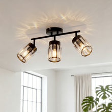 将图片加载到图库查看器，ANWIO Lámpara de Techo 3 Focos Orientables E14, Lampara Cocina Techo, Foco de Techo Negro, Moderno Plafón LED Para Interiores Giratorio para Dormitorio, Cocina, Pasillo, Comedor, Sin Bombilla [Clase de eficiencia energética A]
