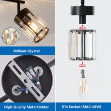 将图片加载到图库查看器，ANWIO Lustre Cuisine,Plafonnier à 3 Lumières en Cristal Avec, Abat-Jour en Verre – E14 Spot de Plafond Orientable, Cuisine, Chambre, Salle de Bain (Sans Ampoule)

