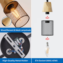 将图片加载到图库查看器，ANWIO Plafonnier LED 3 Spots, E14 Spot de Plafond Orientable, Rampe Spot LED Mural Bois,Plafonnier Industriel Couloir, Chambre, Cuisine (Sans Ampoules)
