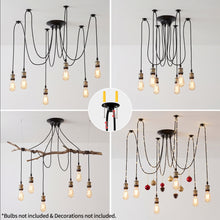 将图片加载到图库查看器，ANWIO Lampadario a Sospensione,Retrò Industriale Lampada Soffitto con 6 Bracci,Creativo DIY Lampada a Ragno Vintage per Soggiorno Camera da Letto,150CM, Nero,E27 [Classe di efficienza energetica A]
