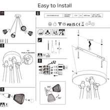 将图片加载到图库查看器，ANWIO E14 Pendant Light Fitting,Kitchen Lights Ceiling,4 Head Adjustable Spotlights Ceiling with Industrial Metal Cage,DIY Black Ceiling Light for Kitchen Living Room Hallway(NO Bulb) [Energy Class A]
