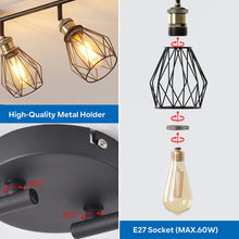 将图片加载到图库查看器，ANWIO Luminaire Plafonnier LED, 4 Spots de Plafond Orientable, E27 Rampe Spot LED Mural, Plafonnier Cuisine, Chambre, Couloir, Salon (Sans Ampoules)
