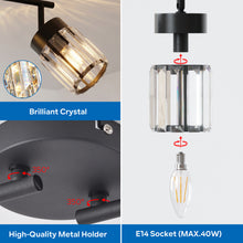 将图片加载到图库查看器，ANWIO Lustre Cuisine,Plafonnier à 4 Lumières en Cristal Avec, Abat-Jour en Verre – E14 Spot de Plafond Orientable, Cuisine, Chambre, Salle de Bain (Sans Ampoule)
