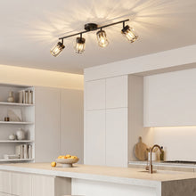 将图片加载到图库查看器，ANWIO Lámpara de Techo 4 Focos Orientables E14, Lampara Cocina Techo, Foco de Techo Negro, Moderno Plafón LED Para Interiores Giratorio para Dormitorio, Cocina, Pasillo, Comedor, Sin Bombilla [Clase de eficiencia energética A]
