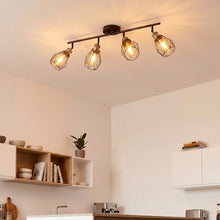 将图片加载到图库查看器，ANWIO Luminaire Plafonnier LED, 4 Spots de Plafond Orientable, E27 Rampe Spot LED Mural, Plafonnier Cuisine, Chambre, Couloir, Salon (Sans Ampoules)
