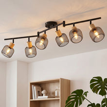 将图片加载到图库查看器，ANWIO Lámpara de Techo 6 Focos Orientables E14, Lampara Cocina Techo, Focos Led Interior Techo Negro, Moderno Plafón LED Para Interiores Giratorio para Dormitorio Cocina Pasillo Comedor,Sin Bombilla [Clase de eficiencia energética A]
