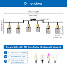 将图片加载到图库查看器，ANWIO Plafonnier LED 6 Spots, E14 Spot de Plafond Orientable, Luminaire Plafonnier Salon avec des Abat-jours en Bois, Chambre, Cuisine (Sans Ampoules)
