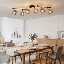 将图片加载到图库查看器，ANWIO Lámpara de Techo 6 Focos Orientables E14, Lampara Cocina Techo, Focos Led Interior Techo Negro, Moderno Plafón LED Para Interiores Giratorio para Dormitorio Cocina Pasillo Comedor,Sin Bombilla [Clase de eficiencia energética A]
