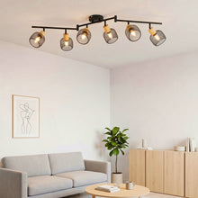 将图片加载到图库查看器，ANWIO Lámpara de Techo 6 Focos Orientables E14, Lampara Cocina Techo, Focos Led Interior Techo Negro, Moderno Plafón LED Para Interiores Giratorio para Dormitorio Cocina Pasillo Comedor,Sin Bombilla [Clase de eficiencia energética A]
