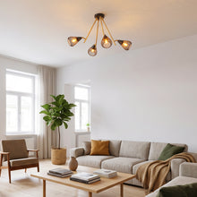 将图片加载到图库查看器，ANWIO Lampada a Sospensione a Bracci Regolabili 4 Luci, Lampadario Moderno con Paralume in Rete Nero e Oro, Orientabile, Attacco E14, Ideale per Cucina, Soggiorno e Sala da Pranzo(Senza Lampadina) [Classe di efficienza energetica A]
