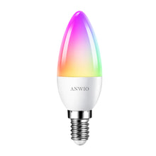 将图片加载到图库查看器，ANWIO Lampadina Alexa, Lampadina Smart,5W Equivalenti a 40W,470Lm,C37,Lampada Smart Wifi E14 con Telecomando Compatibile con Alexa, Echo and Google Assistant, RGB Intelligente Dimmerabile,2 Pcs
