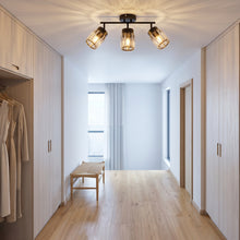 将图片加载到图库查看器，ANWIO Lámpara de Techo 3 Focos Orientables E14, Lampara Cocina Techo, Foco de Techo Negro, Moderno Plafón LED Para Interiores Giratorio para Dormitorio, Cocina, Pasillo, Comedor, Sin Bombilla [Clase de eficiencia energética A]
