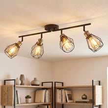 将图片加载到图库查看器，ANWIO Luminaire Plafonnier LED, 4 Spots de Plafond Orientable, E27 Rampe Spot LED Mural, Plafonnier Cuisine, Chambre, Couloir, Salon (Sans Ampoules)
