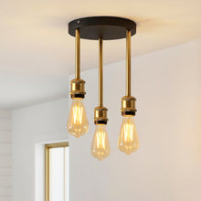 将图片加载到图库查看器，ANWIO Lampada da Soffitto E27 Nero, Lampadario a Sospensione 3 Luci, Lampadario Camera da Letto, Lampadari Vintage Industriale Per Cucina, Soggiorno, Salotto, Sala Da Pranzo (Senza Lampadina) [Classe di efficienza energetica A]
