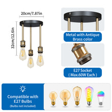 将图片加载到图库查看器，ANWIO Lampada da Soffitto E27 Nero, Lampadario a Sospensione 3 Luci, Lampadario Camera da Letto, Lampadari Vintage Industriale Per Cucina, Soggiorno, Salotto, Sala Da Pranzo (Senza Lampadina) [Classe di efficienza energetica A]
