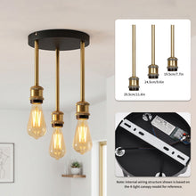 将图片加载到图库查看器，ANWIO Lampada da Soffitto E27 Nero, Lampadario a Sospensione 3 Luci, Lampadario Camera da Letto, Lampadari Vintage Industriale Per Cucina, Soggiorno, Salotto, Sala Da Pranzo (Senza Lampadina) [Classe di efficienza energetica A]

