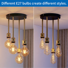 将图片加载到图库查看器，ANWIO Lampadario a Sospensione E27, Lampada da Soffitto Industriale Vintage Nero, Lampadari Cucina 4 Luci，Lampadario Moderno Per Soggiorno, Sala da Pranzo, Camera Da Letto(Senza Lampadina) [Classe di efficienza energetica A]

