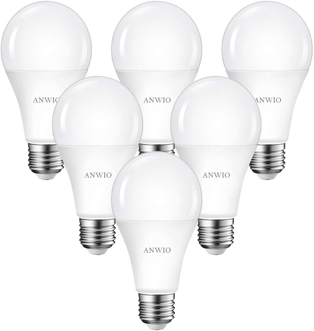 6 Unidades 16W Bombillas LED E27, 1900 Lúmenes, 6500K Blanco Frío, A70 No Regulable -ANWIO.