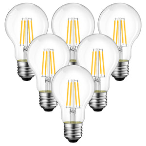 ANWIO Lampadine Filamenti LED Attacco E27 A60 806LM 6.5W 6500K Pacco da 6 Unità