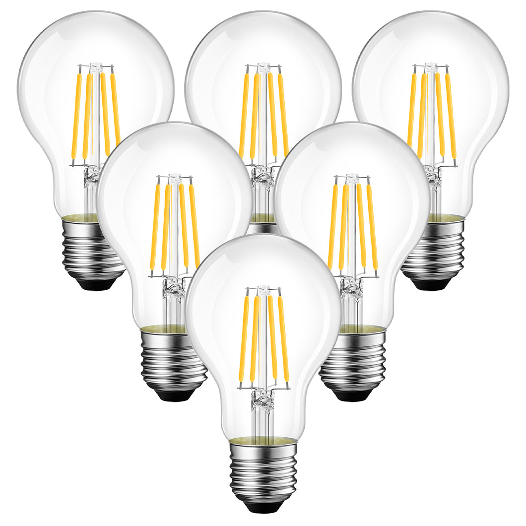 ANWIO Lampadine Filamenti LED Attacco E27 A60 806LM 6.5W 6500K Pacco da 6 Unità