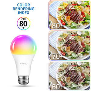 ANWIO Lampadina LED Smart Wifi Attacco E27 12W 1521Lm Pacco da 2 Unità