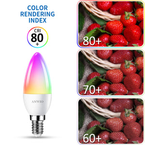 ANWIO Lampadine LED Intelligente Wifi 5W C37 E14 470LM Pacco da 2 Unità