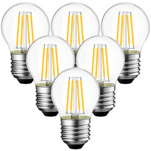 ANWIO Lampadine Filamenti LED Attacco E27 G45 470LM 4W 2700K Pacco da 6 Unità