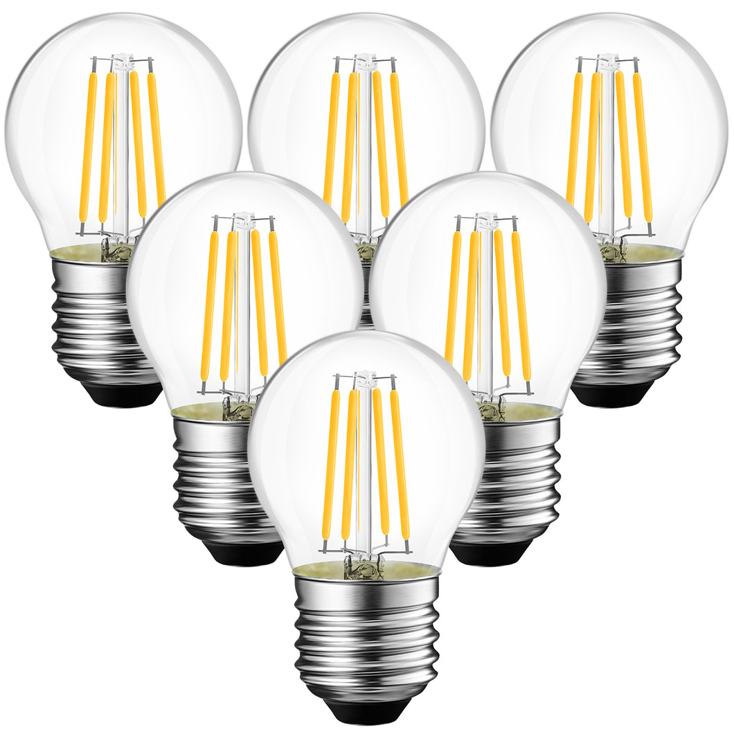 ANWIO Lampadine Filamenti LED Attacco E27 G45 470LM 4W 2700K Pacco da 6 Unità