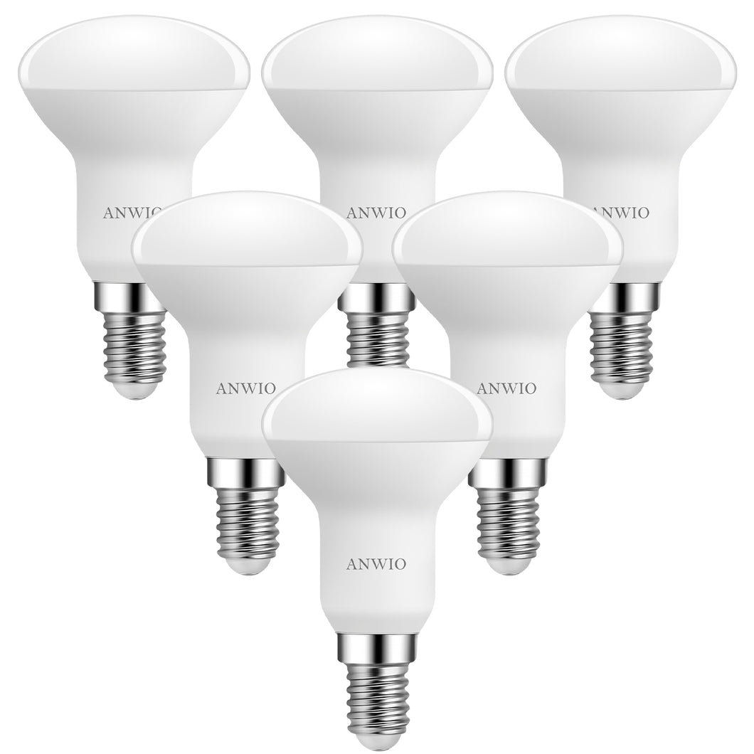 ANWIO Lampadine LED Riflettore R50 E14 4.9W 470LM 6500K Pacco da 6 Unità