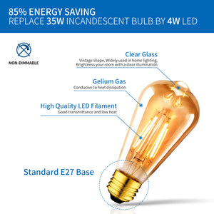 ANWIO Edison Glühbirne ST64 Gold 6.5W